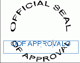В этом примере в начале и в конце фразы «OF APPROVAL» помещены буквы О