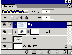 Установите режим слоя Sky на Darken (Затемнить)